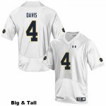 Notre Dame Fighting Irish Men's Avery Davis #4 White Under Armour Authentic Stitched Big & Tall College NCAA Football Jersey MXG5699NL